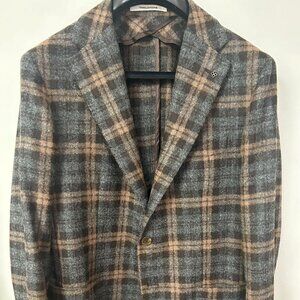 Tagliatore Premium Alpaca Wool Blended Plaid Blazer Jacket size 42R